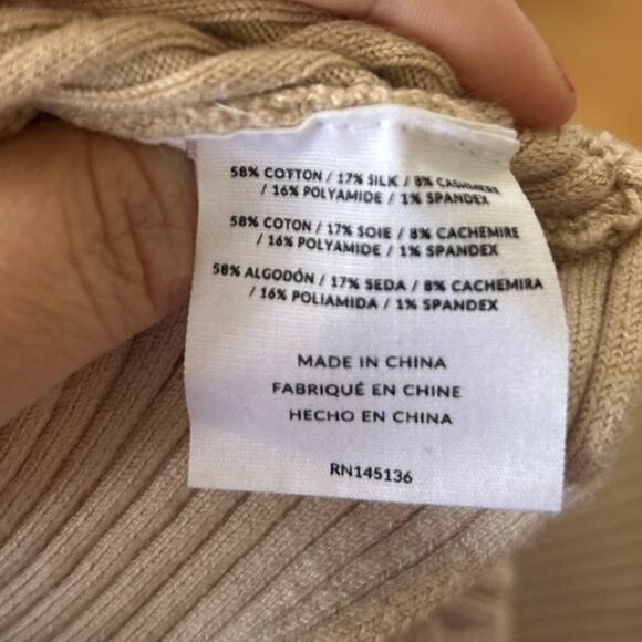 Naadam Tan Beige Ribbed Backless Twist High Neck Crop Top - Picture 3 of 7